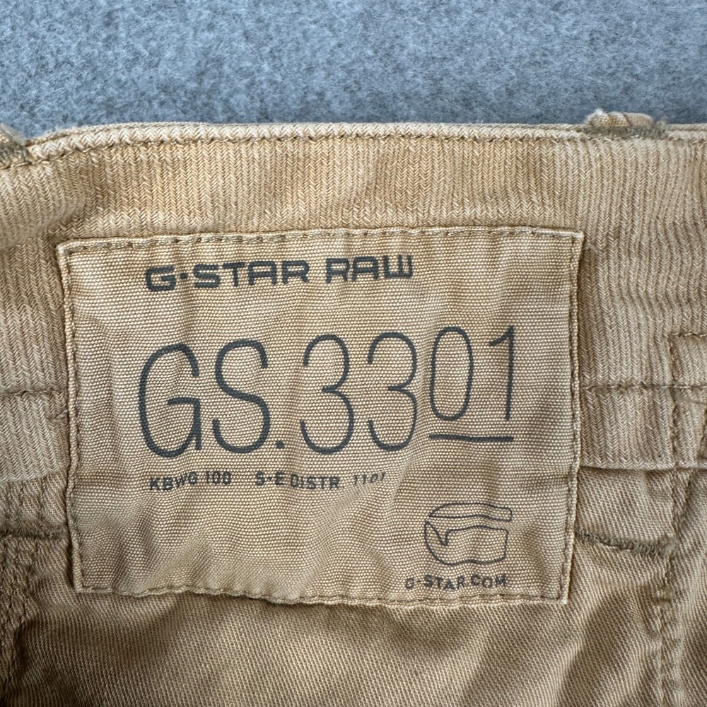 G-Star Raw Pants Mens 33 Tan Bronson Chino Straight GS 3301 Button Fly Khaki - Picture 5 of 12